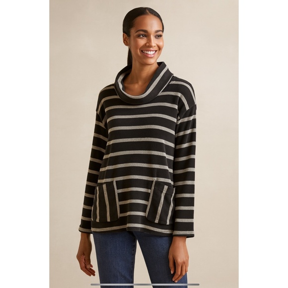 KOMIL LUCCA TOP STRIPED COTTON FRONT POCKETS BREATHABLE CASUAL WEEKEND WEAR M - Picture 1 of 11